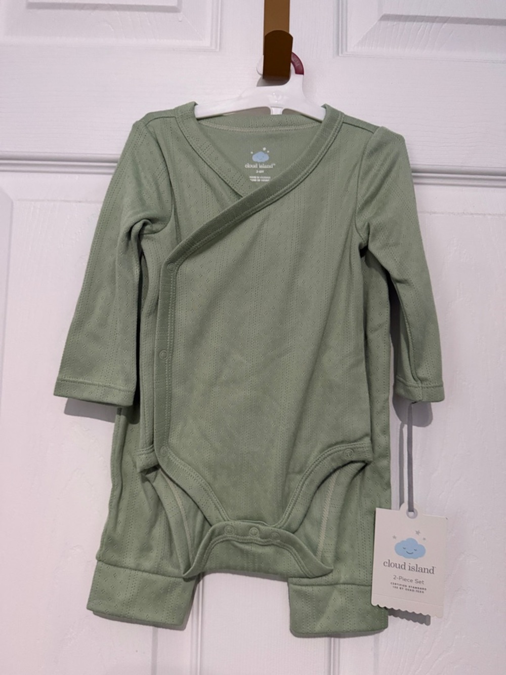 NWT cloud island Sage Green Long-Sleeve Wrap Baby two-Piece. Multiple sizes.